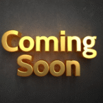 złoty napis comin soon na ciemnym tle.